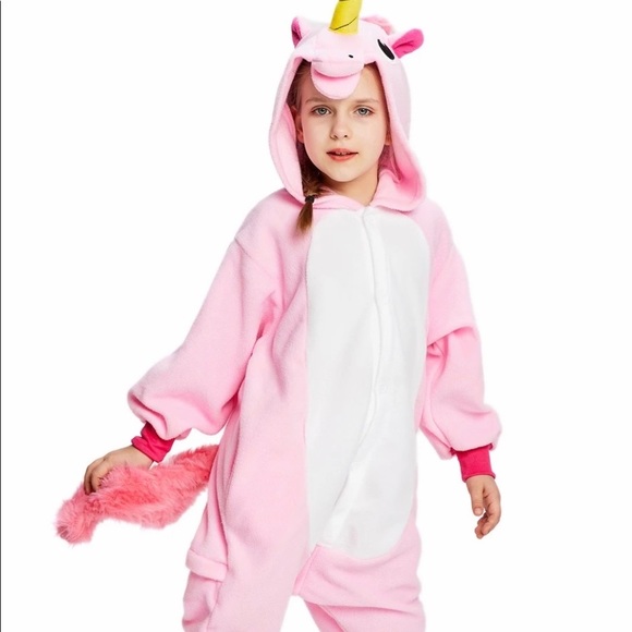 💥2xHP PINK UNICORN FLEECE PAJAMAS FOR GIRLS SZ 5 🦄 - Picture 1 of 4